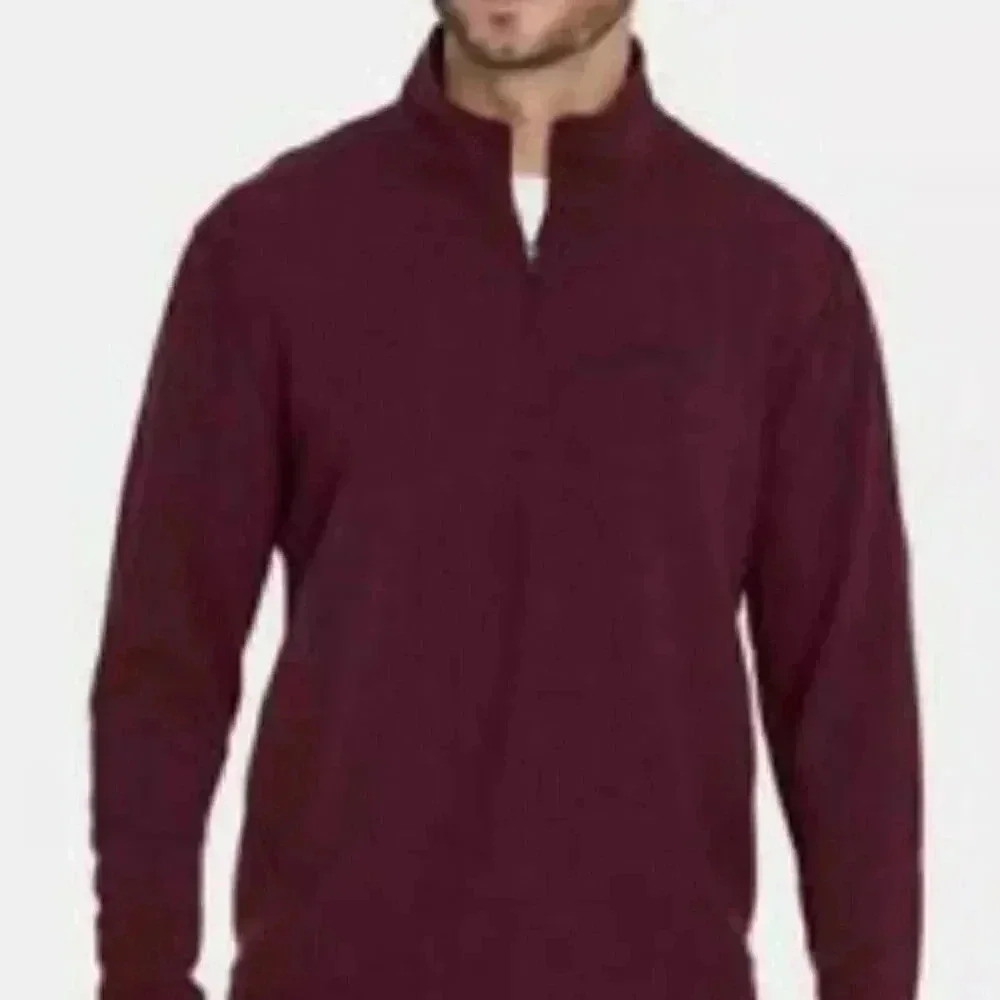 Orvis Small Men's Embroidered Logo French Terry 1/4 Zip Dusty Maroon Turtleneck